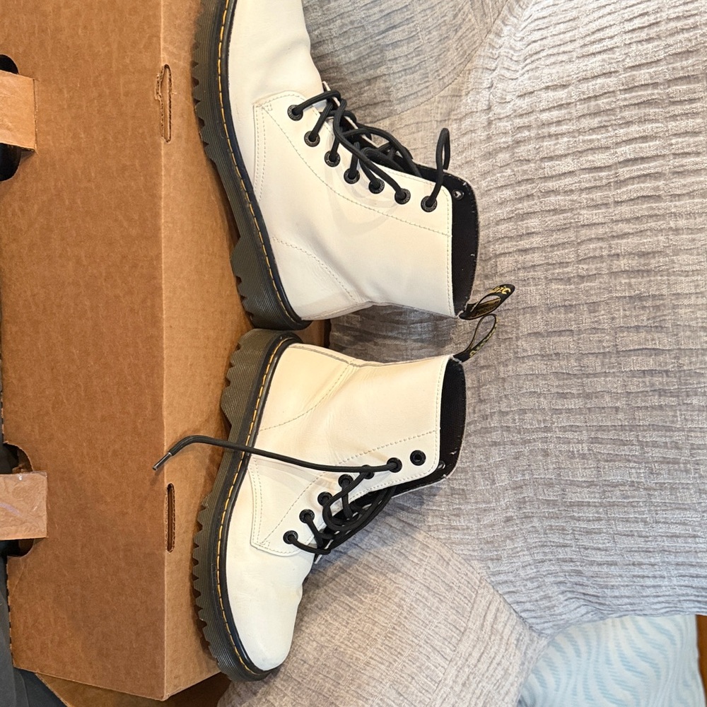Dr. Martens Black and White Lace-Up Boots